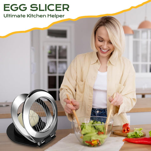 Egg Slicer for Hard Boiled Eggs, Egg Cutter Heavy Duty for Strawberry Fruit Garnish Slicer, Stainless Steel Wire with 3 Slicing Styles