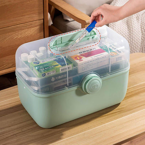 Plastic Medical Storage Box Clear Medicine Box Organizer Container, Home Emergencies First Aid Kit Pill Case
