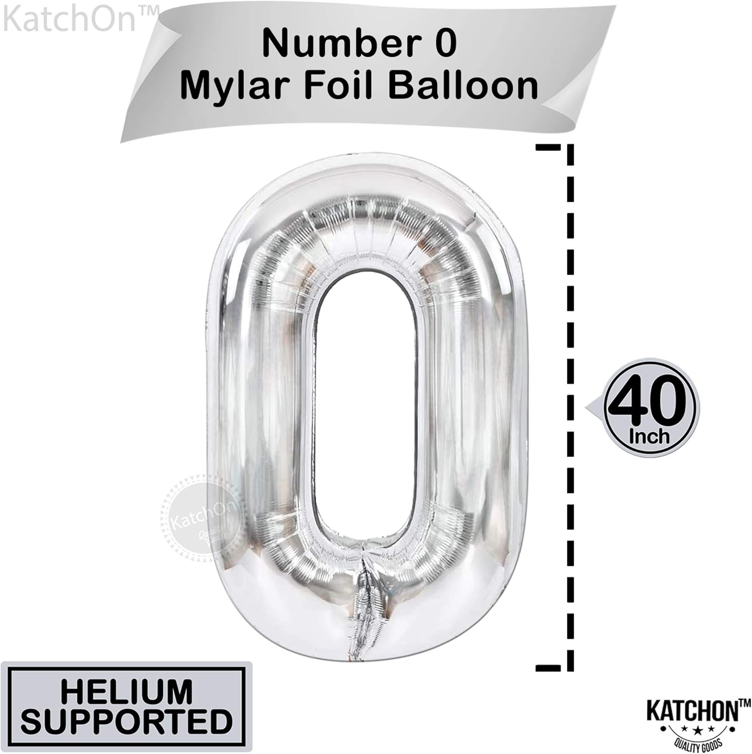 Silver Number Balloons in Helium Foil Mylar No.0
