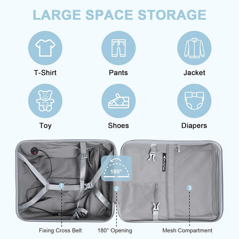 Ride On Carry On Luggage With Seat for Kids - Detachable Trolley With Brake