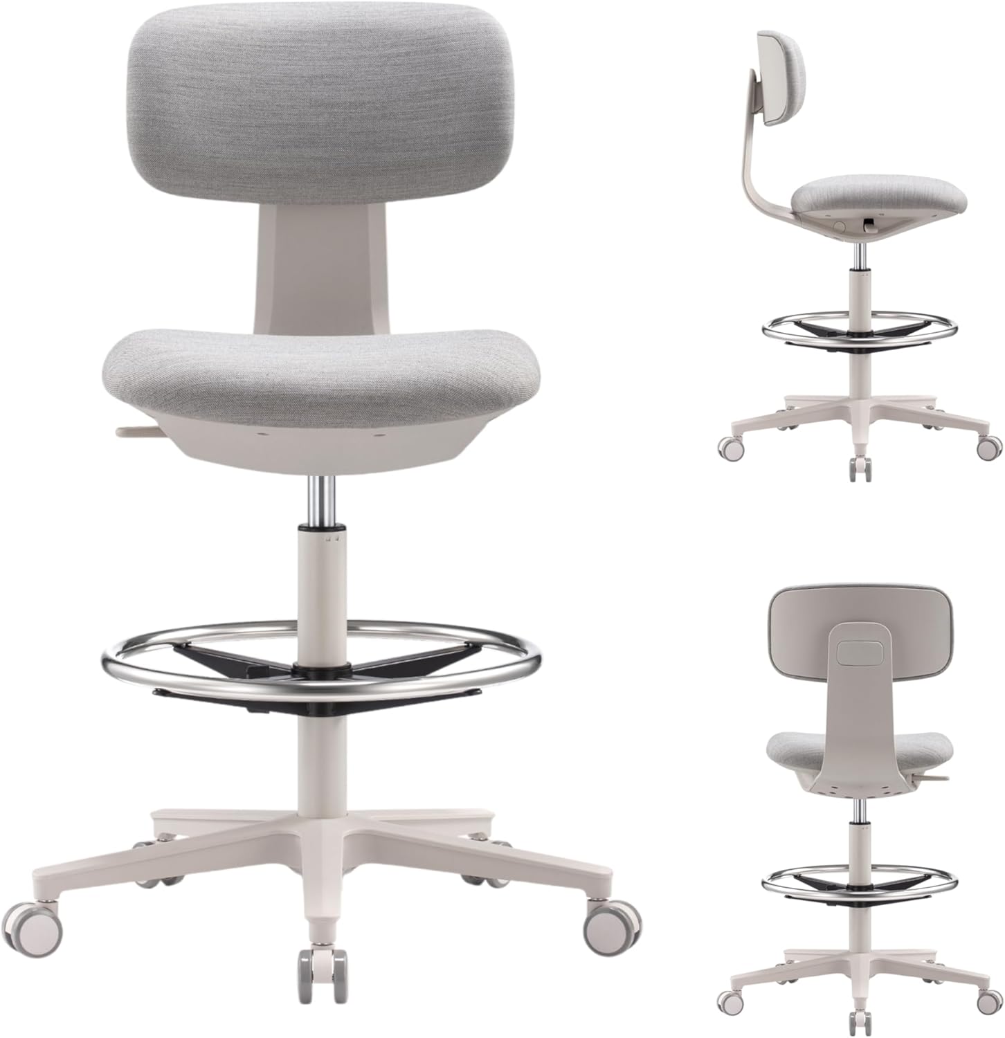 NAVO Pluto, High Office Chair, Ergonomic Drafting Chair (GREY WHITE)