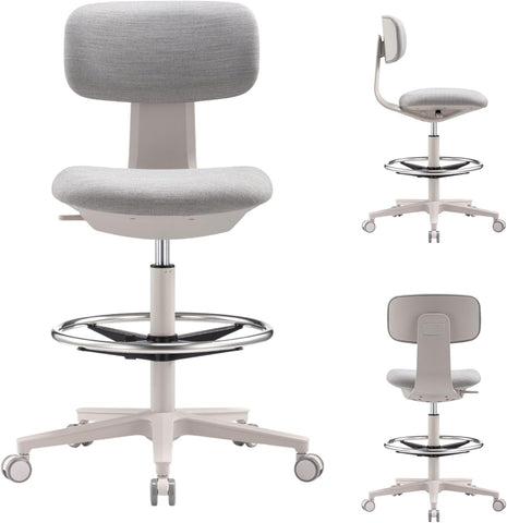 NAVO Pluto, High Office Chair, Ergonomic Drafting Chair (GREY WHITE)
