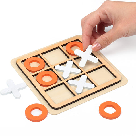 12 Pcs Wooden Tic Tac Toe Game Mini Family Board Games Classical Puzzle Game XO ((14 x 14 cm)