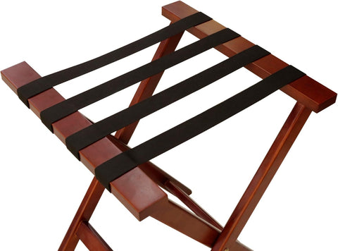 Olmecs Folding Luggage Rack Hotel Folding Luggage Rack Wooden - Travel Bag Holder Suitcase Stand with Nylon Belts (GR-J1, 46*46*60CM)