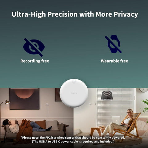 Aqara Presence Sensor FP2, mm Wave Radar Wired Motion Sensor
