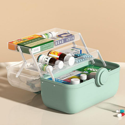 Plastic Medical Storage Box Clear Medicine Box Organizer Container, Home Emergencies First Aid Kit Pill Case