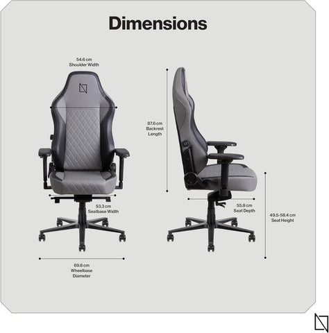 Navodesk APEX AIR, Ergonomic Gaming Chair (CLOUD LEATHER - M, ULTIMATE GREY)