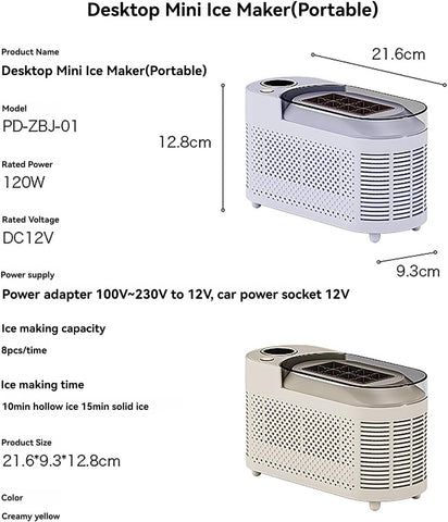 Portable Countertop Ice Maker Machine, 8 Cubes in 10 Mins, Compact Mini Ice Maker for Home/Camping/Car