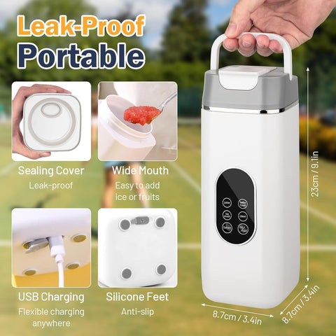 14 oz Mini Portable Blender, USB-C Rechargeable & Self Cleaning, Self Cleaning Electric Protein Shaker