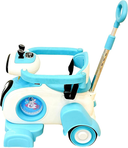 VLRA Electric Kids Ride-On, with Adjustable Handle, Safety Bar, Music Button, for Indoor and Outdoor use 2-4 years
