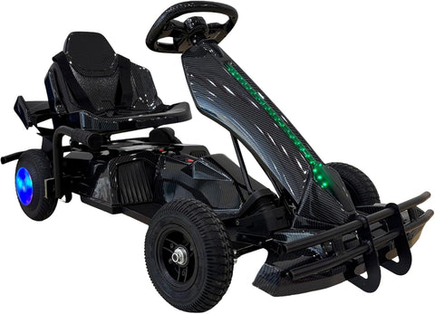 BIKE Electric Go Kart, LED Lights, Pedal Drive, 36V Battery Powered, Kids Ride-On Vehicle (Purple)