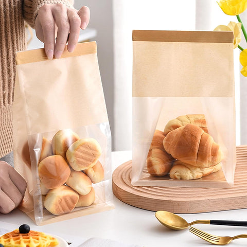 Tin Tie Tab Lock Kraft Paper Bags for Cookies Treats Candy Coffee Beans (5.1x3.9x11 In) - Willow