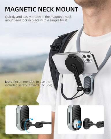 Magnetic Neck Mount for Phones, POV Neck Phone Holder for Recording