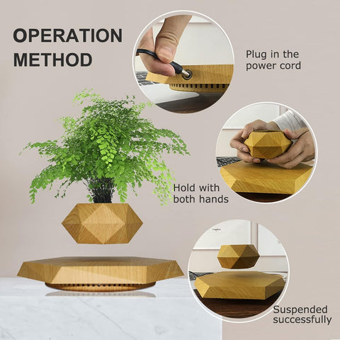 Levitating Plant Pot, Magnetic Levitation Flower Pot Rotating Planters Suspension Floating Plant