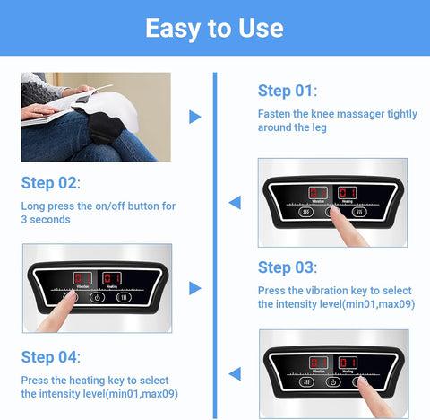 Cordless Knee Massager with 9 Level Heat, Vibration, & Massage Therapy