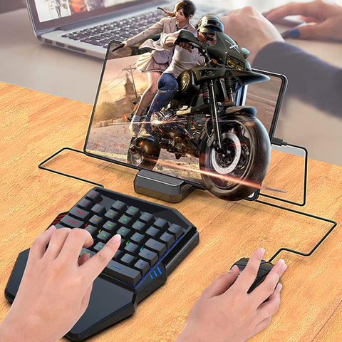 One Handed Gaming Keyboard T17 with Wrist Rest Colorful Backlit 35 Keys