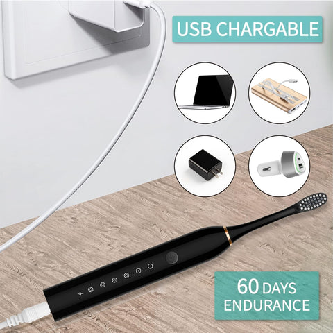 Necomi Sonic Electric Toothbrushes, USB Rechargeable Ultrasonic Tooth Brush with 4 Brush Heads