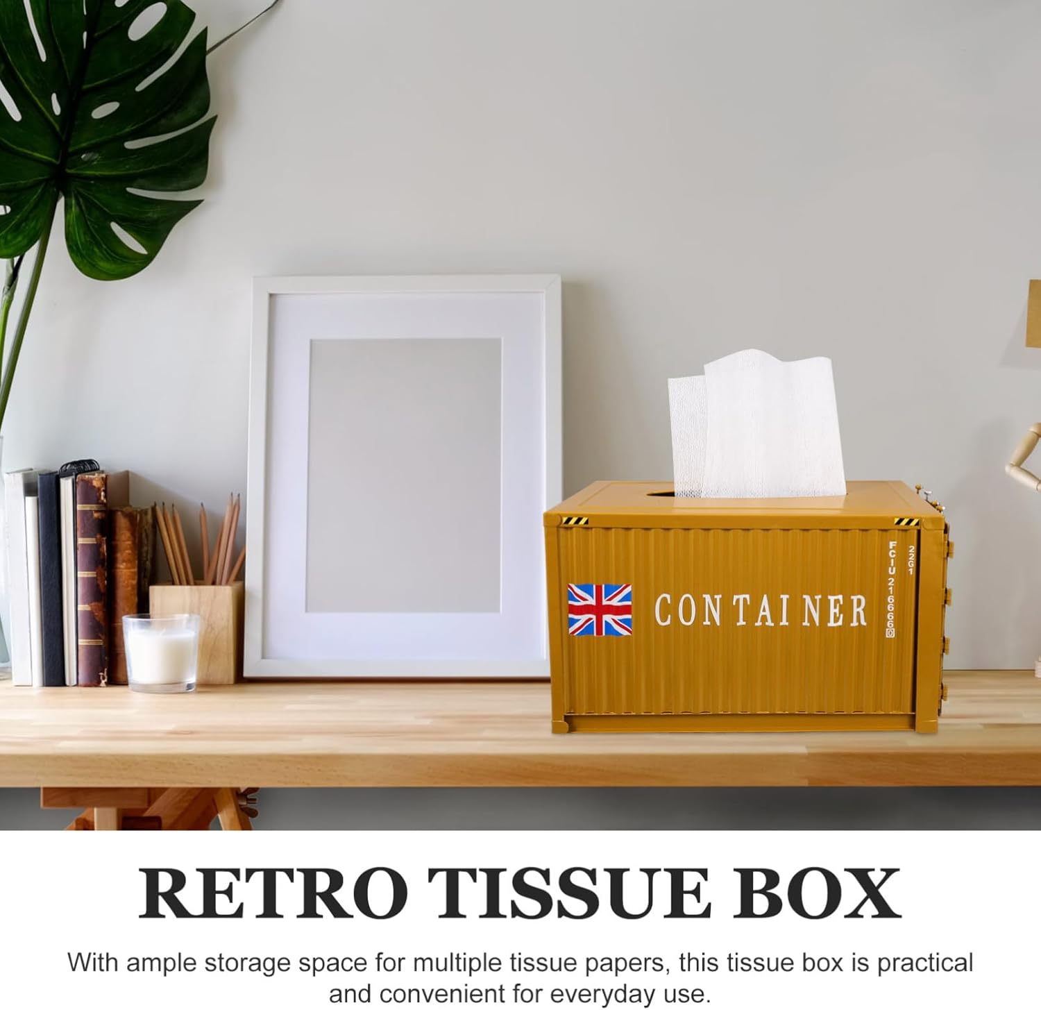 Shipping Container Tissue Box Holder Metal Tissue Box Vintage Metal Container Model Golden
