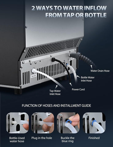 Ice Maker Commercial Machine Self Clean, 44 Cubes per Batch in 11-18 Minutes 100KG/24H,15KG Storage Bin, Advanced LCD Panel w/Clear Indicators, Freestanding for Restaurant/Home/Food Truck Use