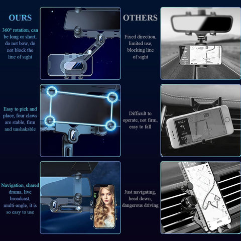 Rear View Mirror Phone Holder for Car 360°