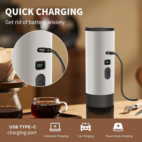 3-in-1 Portable Coffee Maker, Espresso Machine, Self-Heating Travel Coffee Maker Compatible with NS, DG Pods & Ground Coffee