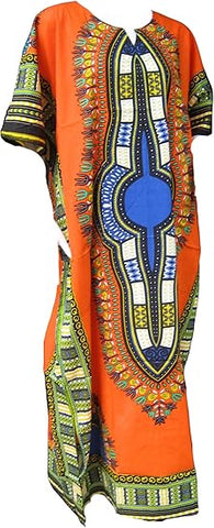 Womens 100% Cotton Long Kaftan Dress Summer Dashiki African Print - Tribe