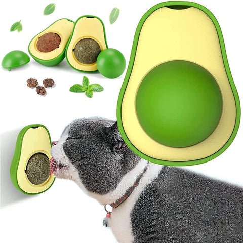 Catnip Balls Toys 2-Pack Avocado-Shaped Interactive Toys for cat - Edible licking treats for Cats Fun