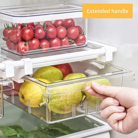 Olmecs Pull-out Refrigerator Organizer Bins - Fridge Drawer Organizer with Handle