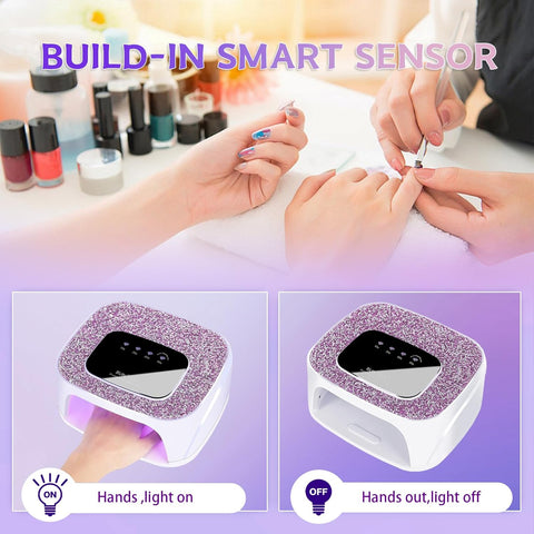 Cordless Nail Lamp 168W Rechargeable UV Light for Gel Nails LED Nail Dryer with 4 Timer