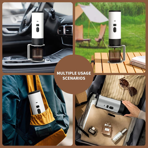 3-in-1 Portable Coffee Maker, Espresso Machine, Self-Heating Travel Coffee Maker Compatible with NS, DG Pods & Ground Coffee