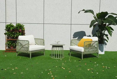 Olmecs Set of 3 Pieces Green Patio Sofa Bundle with Tea Table