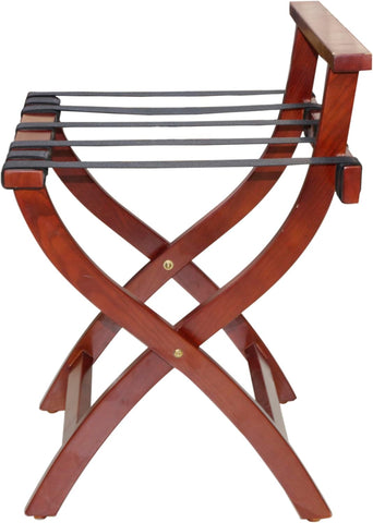 Olmecs Folding Luggage Rack Hotel Folding Luggage Rack Wooden - Travel Bag Holder Suitcase Stand with Nylon Belts (GR-J2, 60*46*67CM)