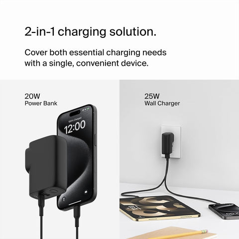 BoostCharge Hybrid Wall Charger 25W + Power Bank 5K