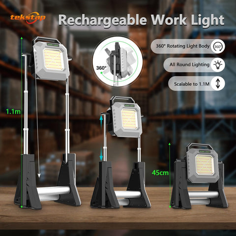 Cordless Work Lights - 15000mAh Rechargeable Work Light Telescopic with Stand