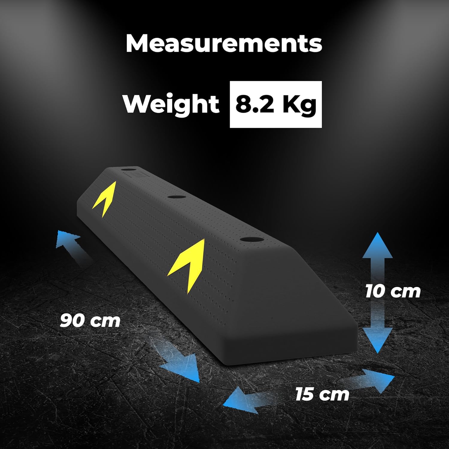 Olmecs  Parking Wheel Stop 90 CM Black | PVC Heavy Duty Parking Curbs with Yellow Reflector