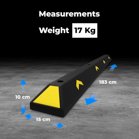 Olmecs Parking Wheel Stop 183CM Black | PVC Heavy Duty Parking Curbs with Yellow Reflector
