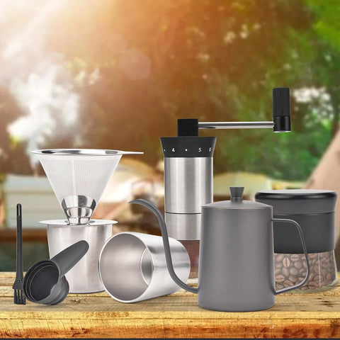 Premium Portable Pour-Over Coffee Maker Set – Complete Travel Brewing Kit for Coffee Enthusiasts (8 Pcs Set)