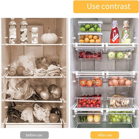 Olmecs Pull-out Refrigerator Organizer Bins - Fridge Drawer Organizer with Handle