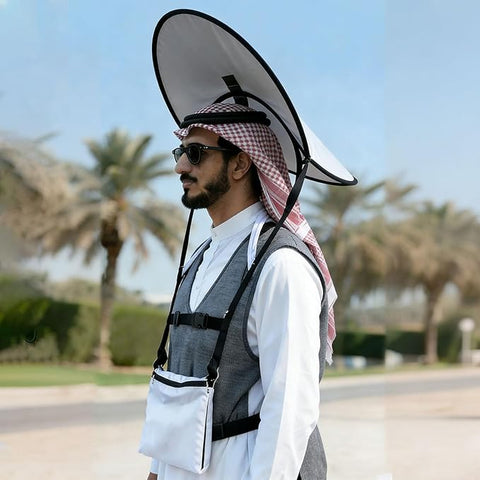 Handsfree Umbrella Hat for Hajj, Umrah & Outdoor Fishing Hiking Camping Cycling Mountaineering