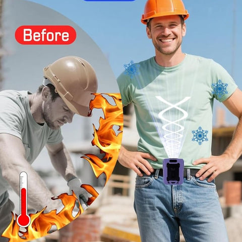 Portable Hanging Waist Fan – Rechargeable Hands-Free Cooling Fan with Digital Display for Outdoor Work, Camping