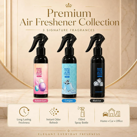 Black Ice, Cologne, Bubble Gum Combo Pack of 3, 150 ml Car Air Freshener Spray – Long Lasting Odor Eliminator for Car (Copy)