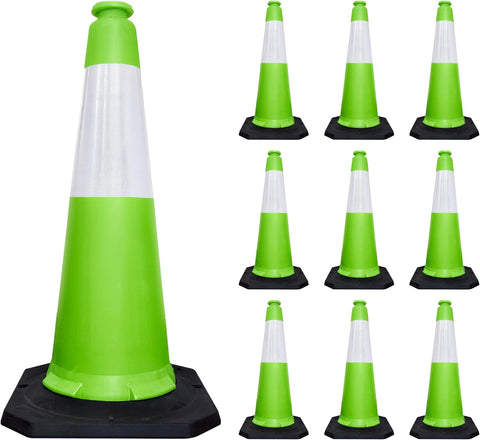 Olmecs Traffic Cone with PE Base – 100CM | PPC Road Safety Reflective Cone | High-Visibility Street Cone with Wide Collar (10 Cones)