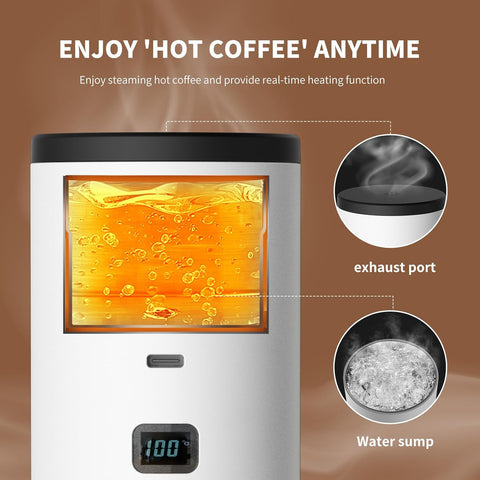 3-in-1 Portable Coffee Maker, Espresso Machine, Self-Heating Travel Coffee Maker Compatible with NS, DG Pods & Ground Coffee