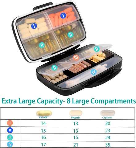 Fullicon Moisture Proof Medicine Organizer, XL Pill Organizer with Strong Hinge