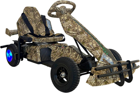 BIKE Electric Go Kart, LED Lights, Pedal Drive, 36V Battery Powered, Kids Ride-On Vehicle (Purple)