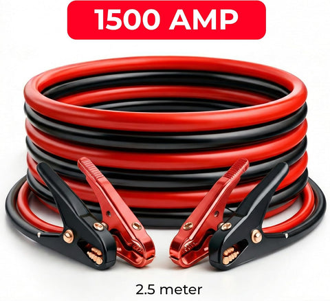 1500AMP - 2.5Meter Car Battery Jumper Cables – Booster Cables with Copper Clamps, Heavy Duty, Ideal for SUV, Truck