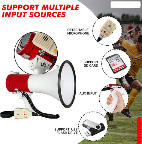 Professional 50W Portable Handheld Megaphone with Siren