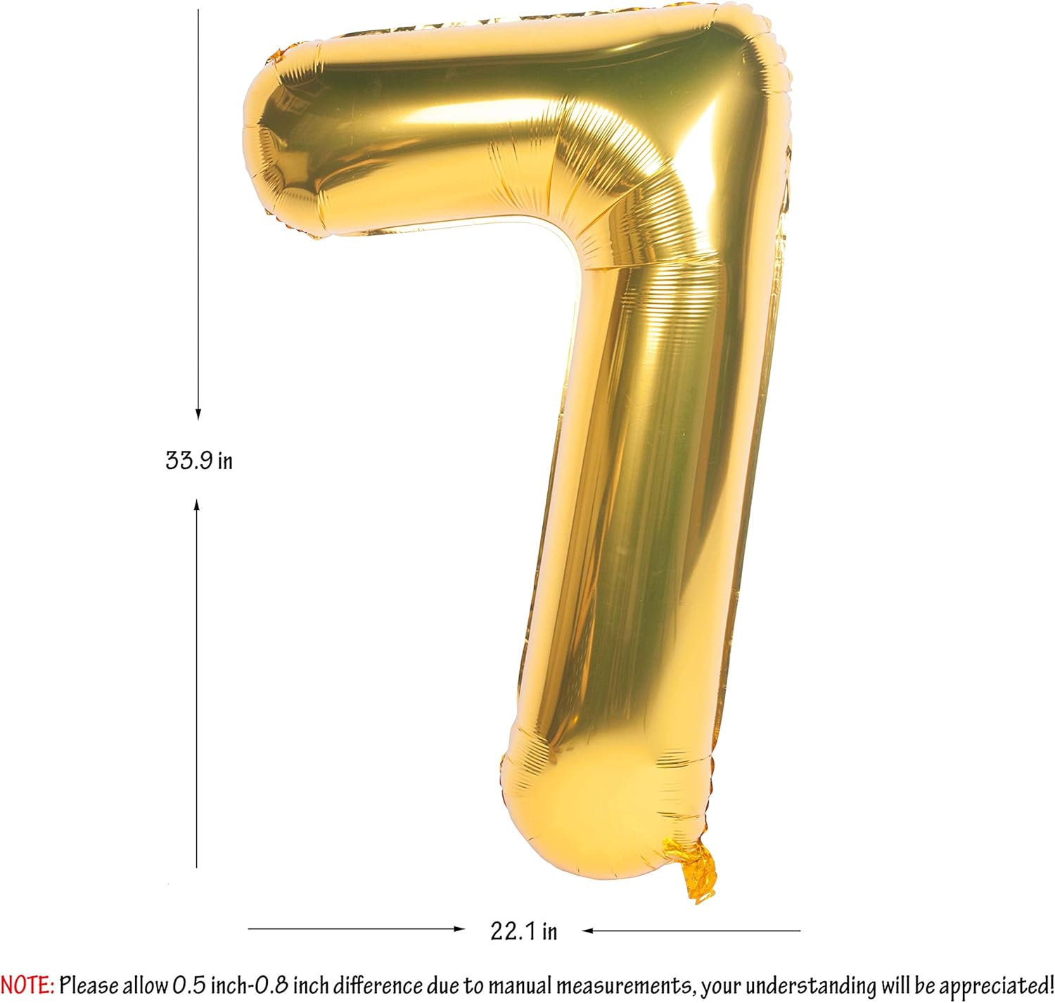Gold Number Balloons in Helium Foil Mylar No.7