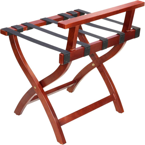 Olmecs Folding Luggage Rack Hotel Folding Luggage Rack Wooden - Travel Bag Holder Suitcase Stand with Nylon Belts (GR-J2, 60*46*67CM)