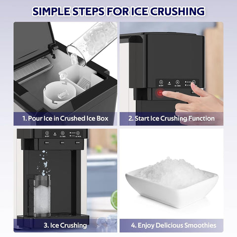 3 in 1 Water Dispenser with Ice Maker, Nugget Ice Maker Countertop, Bullet & Crushed Ice